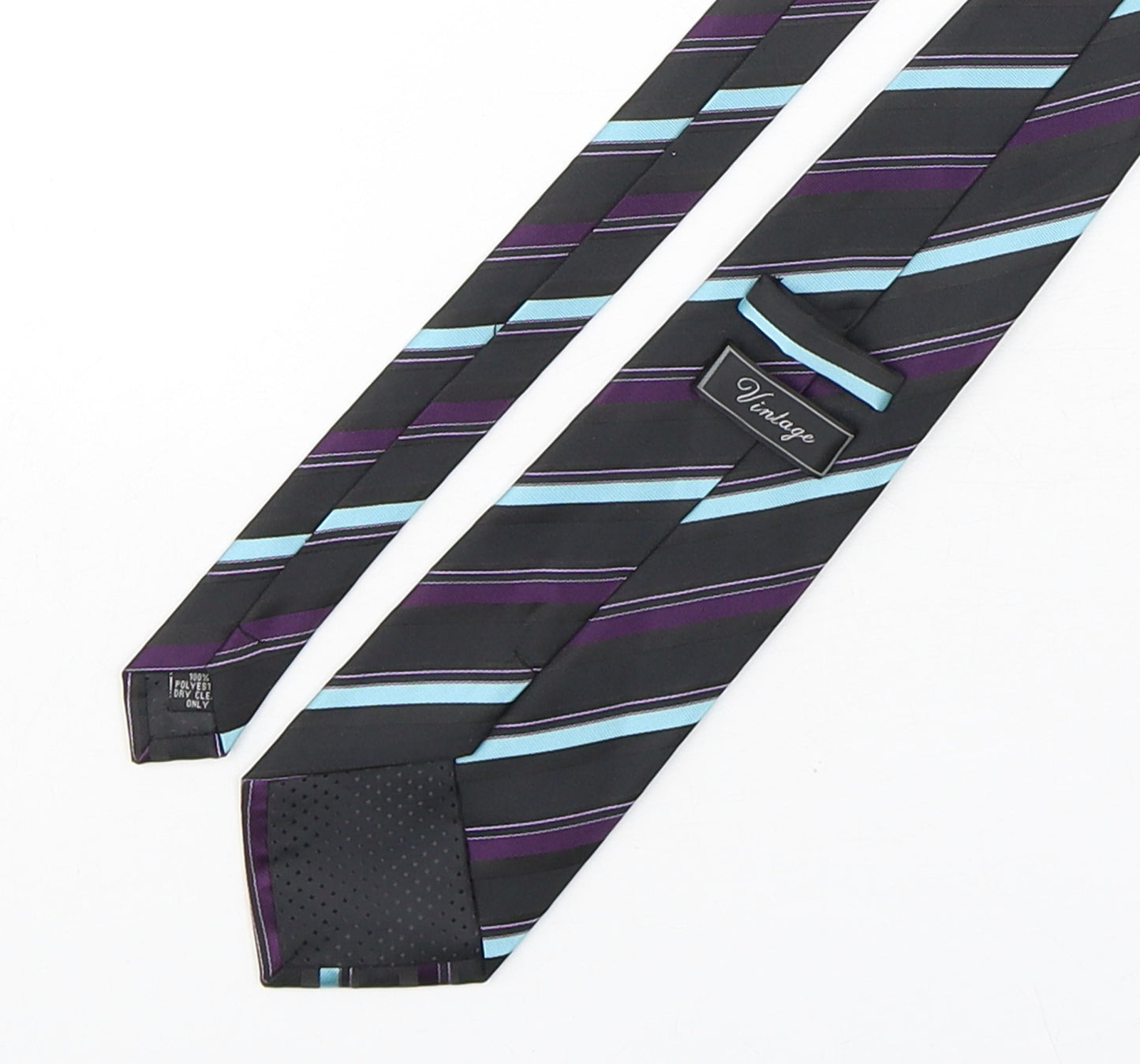 Vintage Mens Multicoloured Striped Polyester Pointed Tie One Size