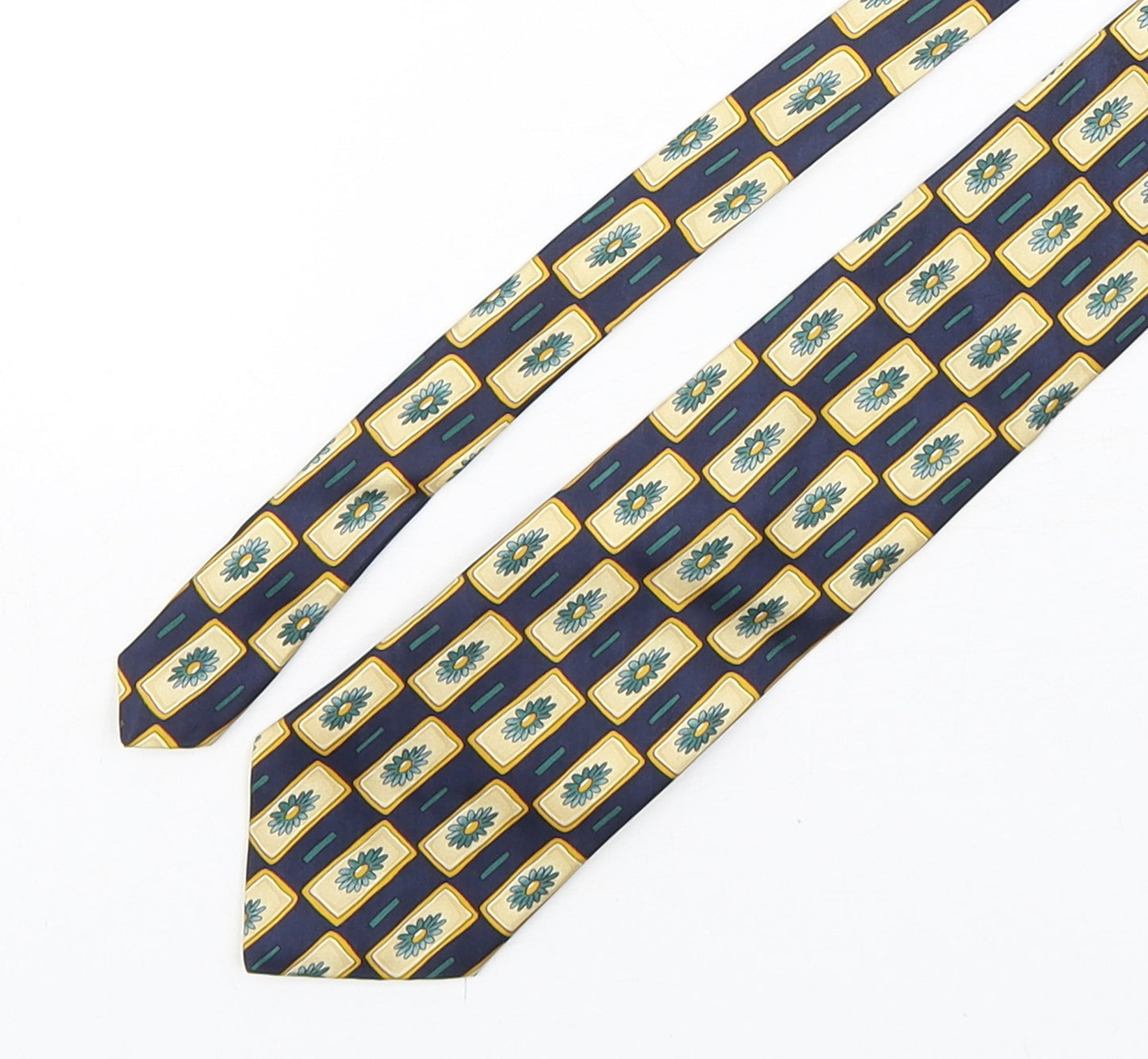 Jacques Estier  Mens Multicoloured Geometric Silk Pointed Tie One Size