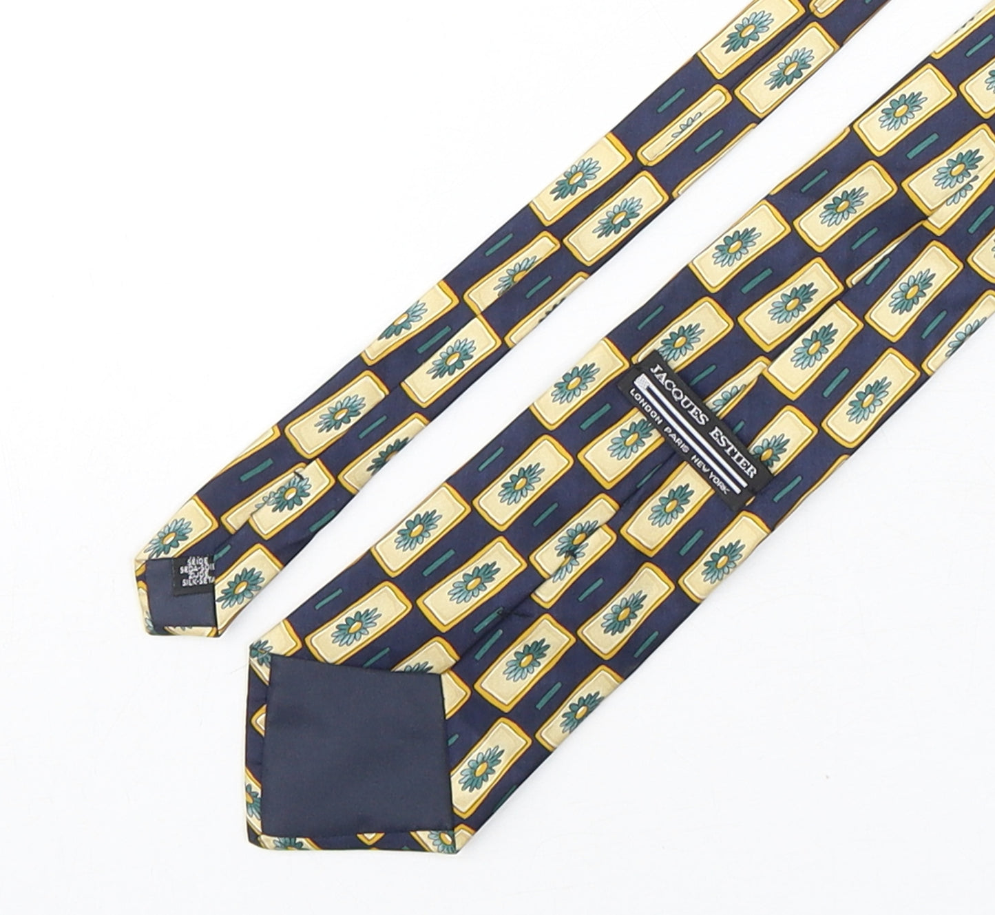 Jacques Estier  Mens Multicoloured Geometric Silk Pointed Tie One Size