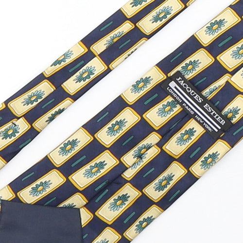 Jacques Estier  Mens Multicoloured Geometric Silk Pointed Tie One Size