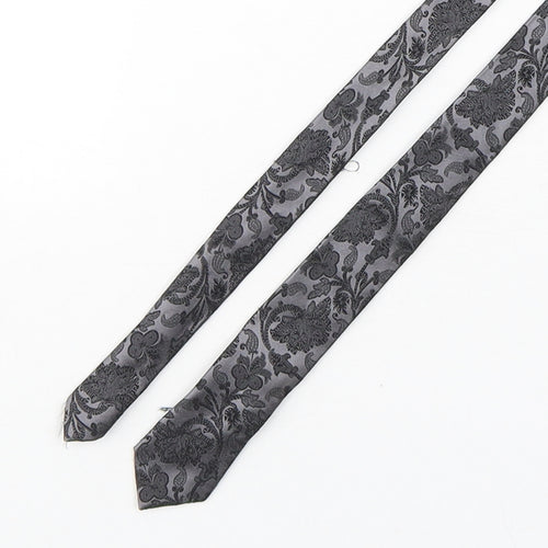 River Island  Mens Grey Paisley Silk Pointed Tie One Size