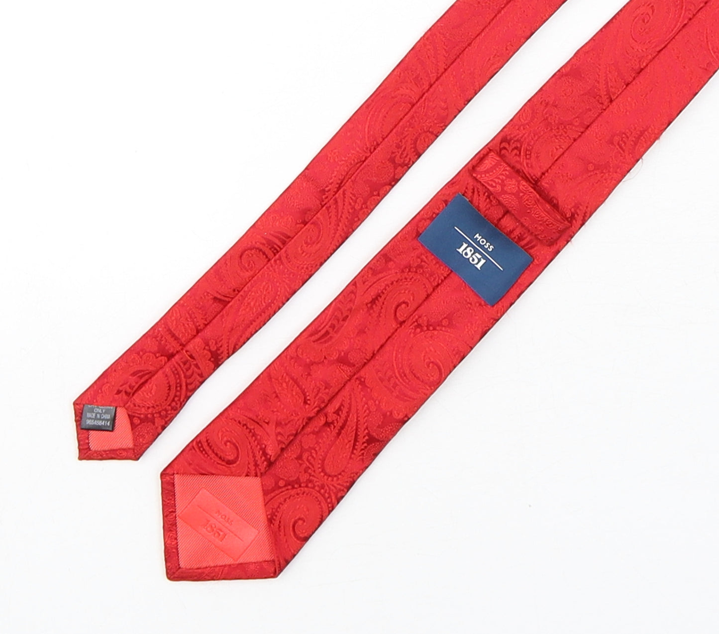 Moss Mens Red Paisley Silk Pointed Tie One Size