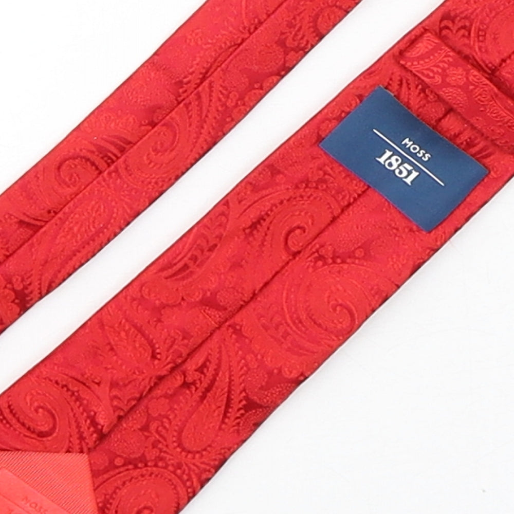 Moss Mens Red Paisley Silk Pointed Tie One Size