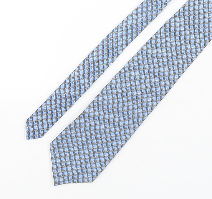John Lewis Mens Blue Geometric Silk Pointed Tie One Size