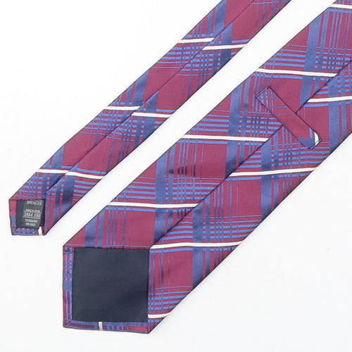 Marks and Spencer Mens Multicoloured Plaids & Checks Silk Pointed Tie One Size