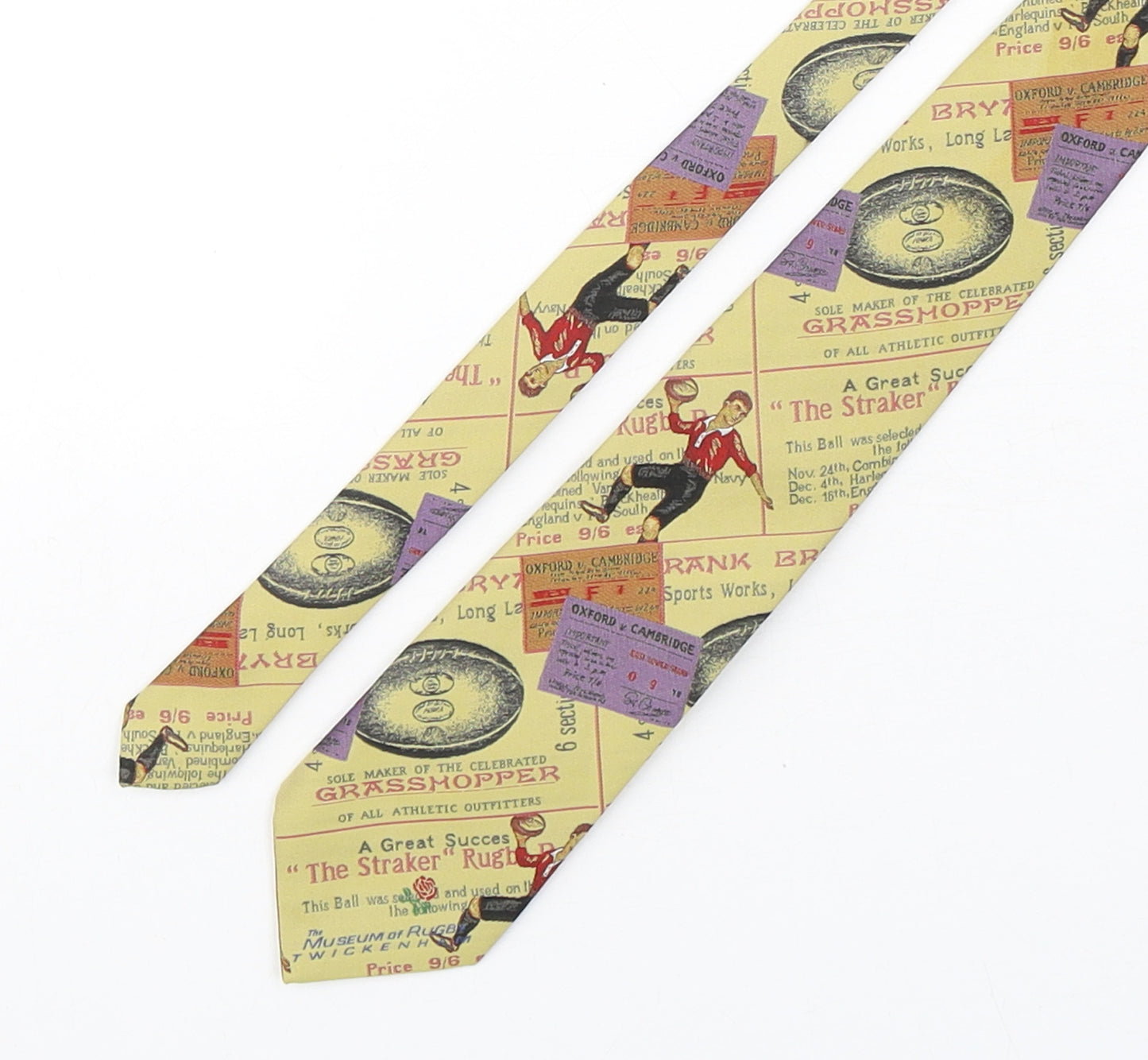 Herbert Textiles  Mens Multicoloured Geometric Polyester Pointed Tie One Size - England rugby