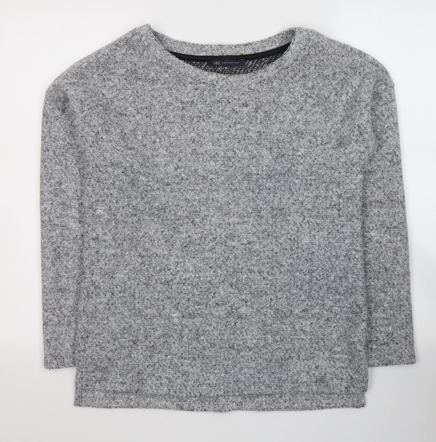 Marks and Spencer Womens Grey Round Neck  Polyester Pullover Jumper Size 10