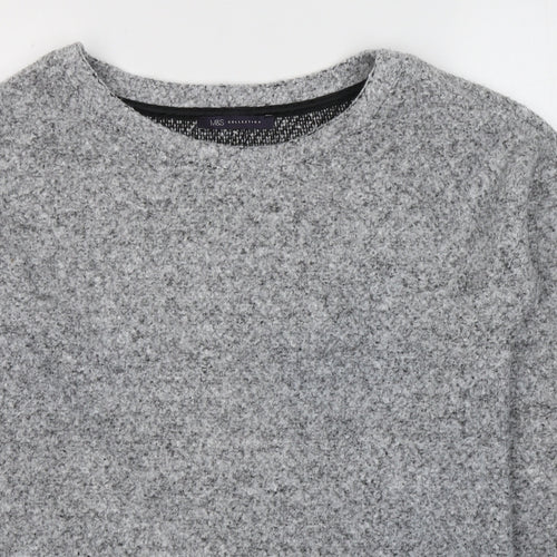 Marks and Spencer Womens Grey Round Neck  Polyester Pullover Jumper Size 10
