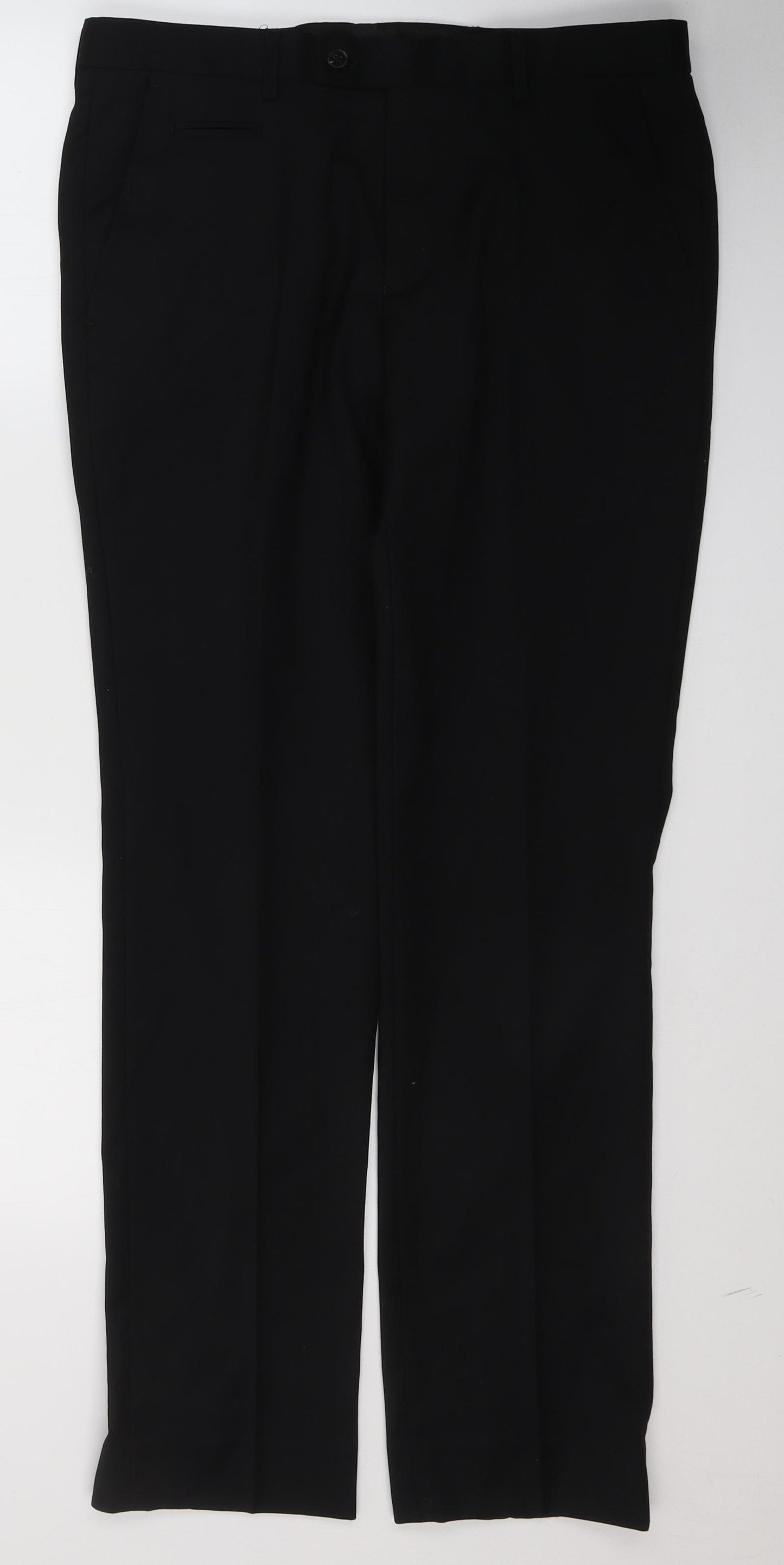 White label Mens Black  Polyester Trousers  Size 32 in L31 in Regular Button