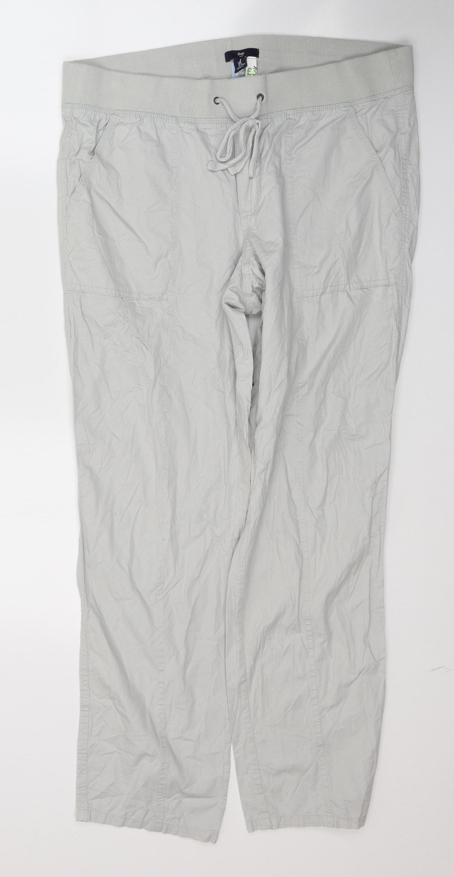 Gap Womens Grey  Cotton Trousers  Size M L29 in Regular Tie