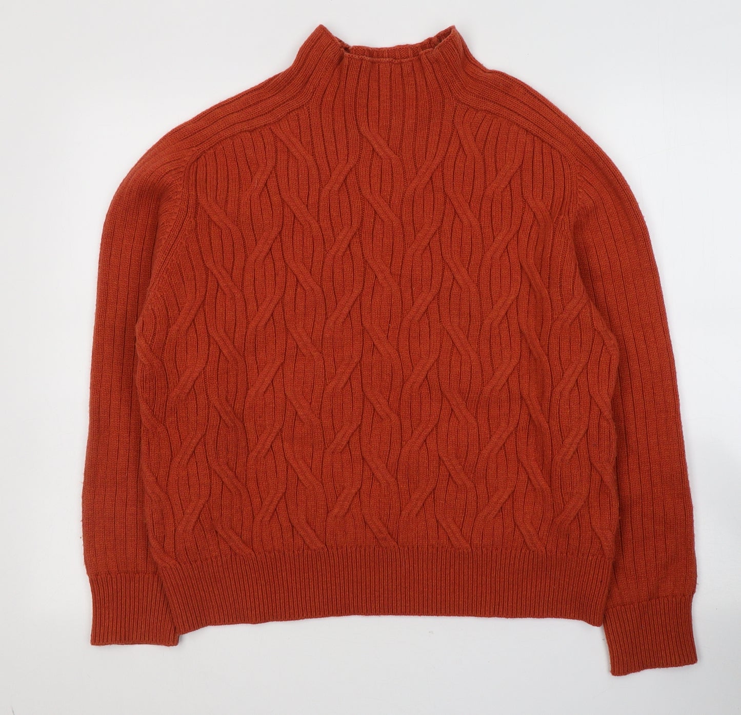 Linea Womens Orange High Neck  Acetate Pullover Jumper Size 14