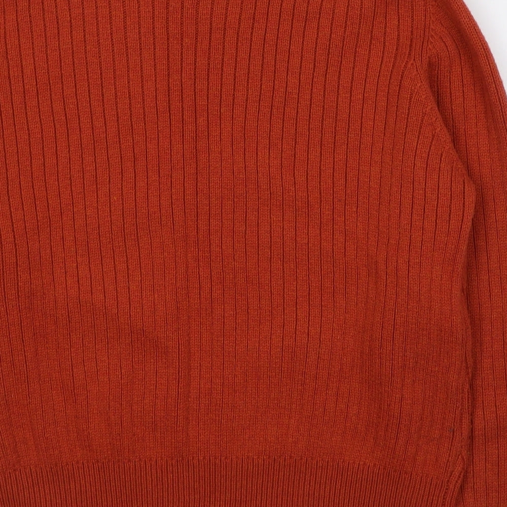 Linea Womens Orange High Neck  Acetate Pullover Jumper Size 14