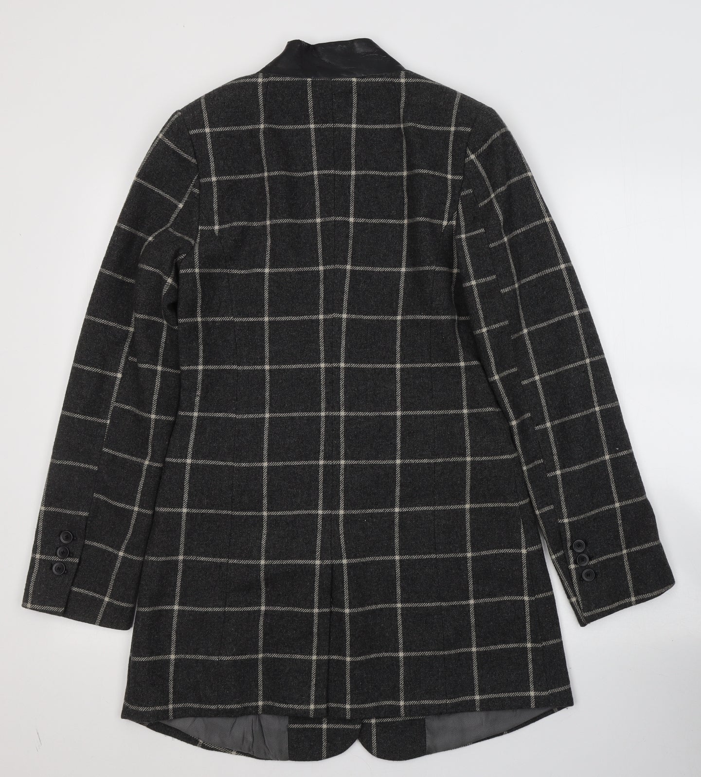 Linea Womens Grey Plaid  Pea Coat Coat Size 8  Button