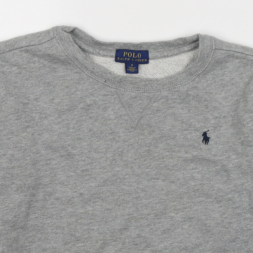 Polo Ralph Lauren Boys Grey  Cotton Pullover Sweatshirt Size 6 Years  Pullover