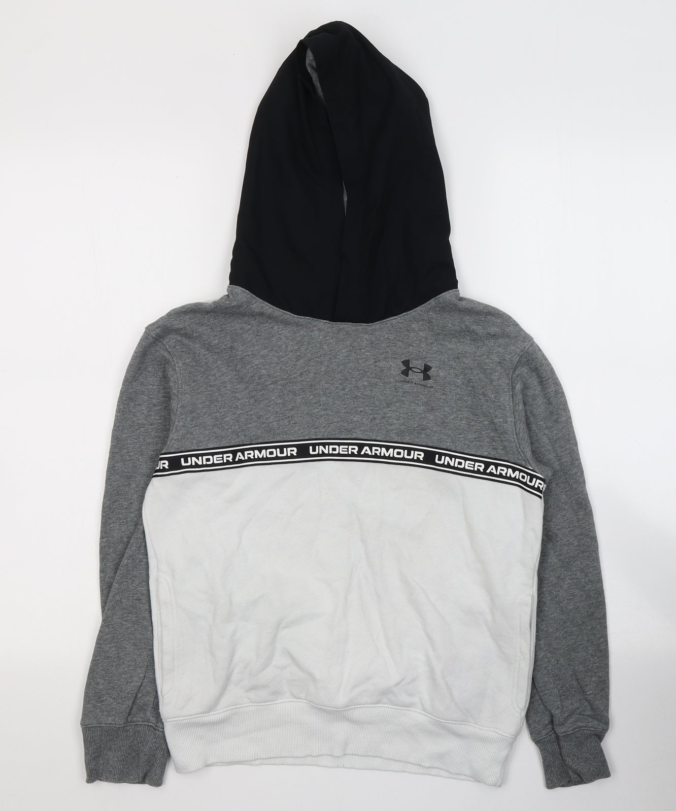 Under armour Boys White Colourblock Cotton Pullover Hoodie Size 9-10 Years  Pullover