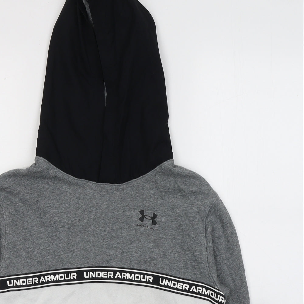 Under armour Boys White Colourblock Cotton Pullover Hoodie Size 9-10 Years  Pullover