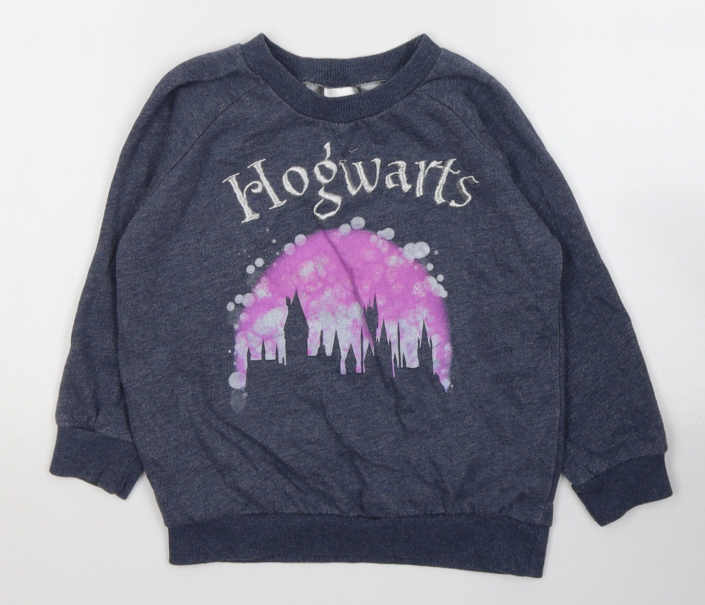 Harry Potter Girls Blue  Cotton Pullover Sweatshirt Size 4-5 Years  Pullover - Hogwarts