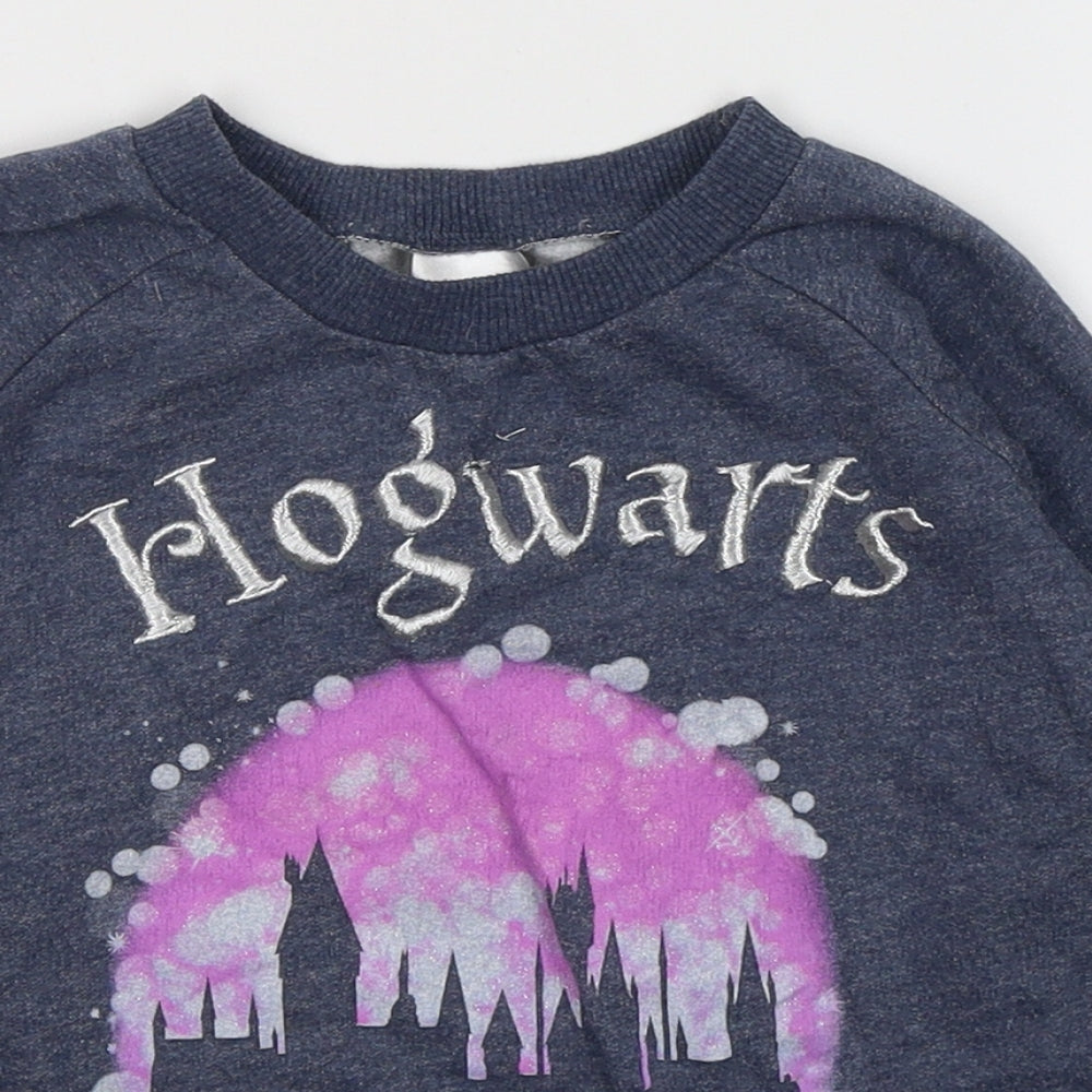 Harry Potter Girls Blue  Cotton Pullover Sweatshirt Size 4-5 Years  Pullover - Hogwarts