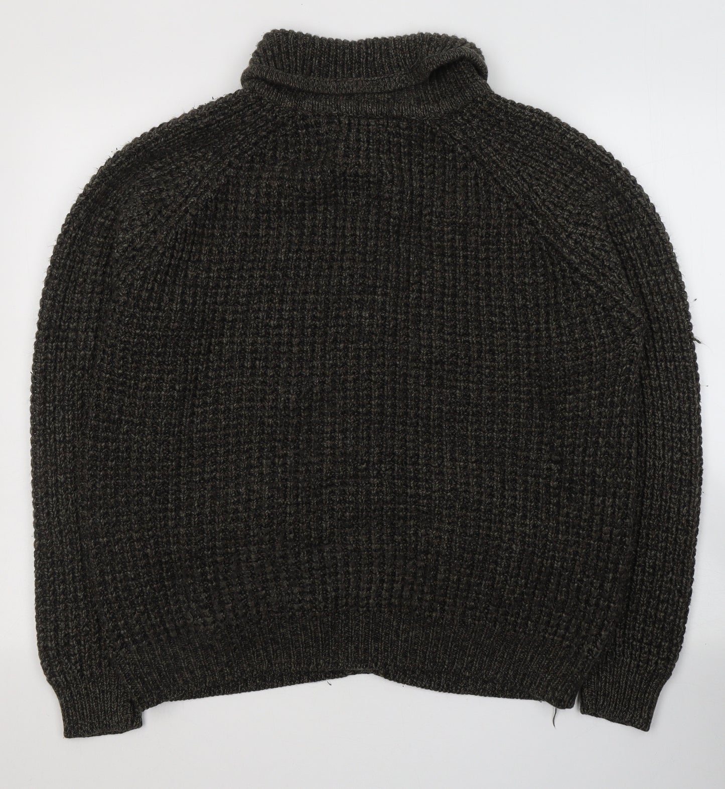 TU Mens Green High Neck  Acrylic Cardigan Jumper Size M