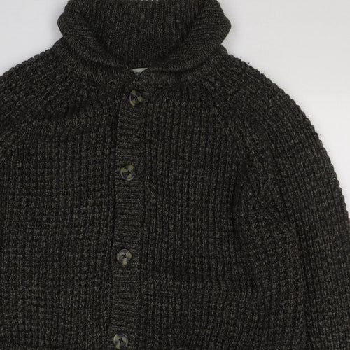 TU Mens Green High Neck  Acrylic Cardigan Jumper Size M