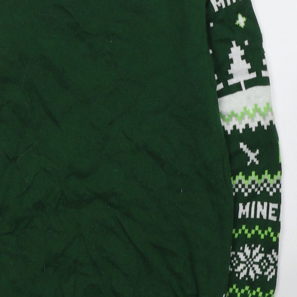 Mojang Boys Green Geometric Cotton Jersey Casual Size 6-7 Years Round Neck Pullover - Christmas jumper Minecraft