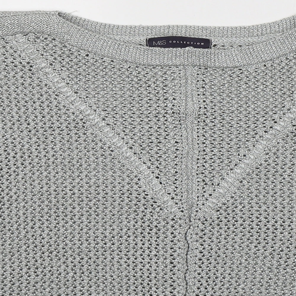 Marks and Spencer Womens Grey Round Neck  Polyester Pullover Jumper Size 22