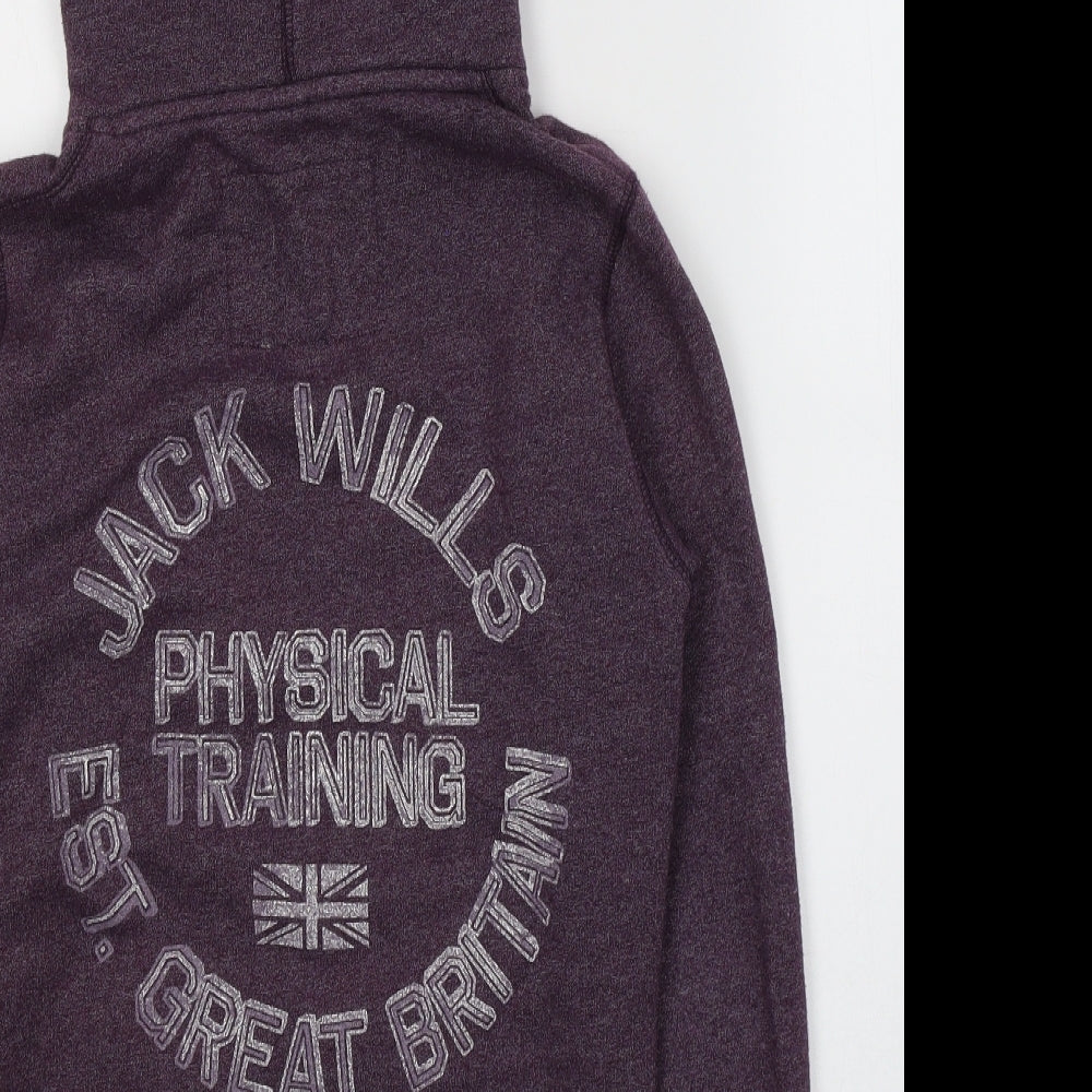 Jack Wills Womens Purple  Cotton Pullover Hoodie Size 8  Pullover