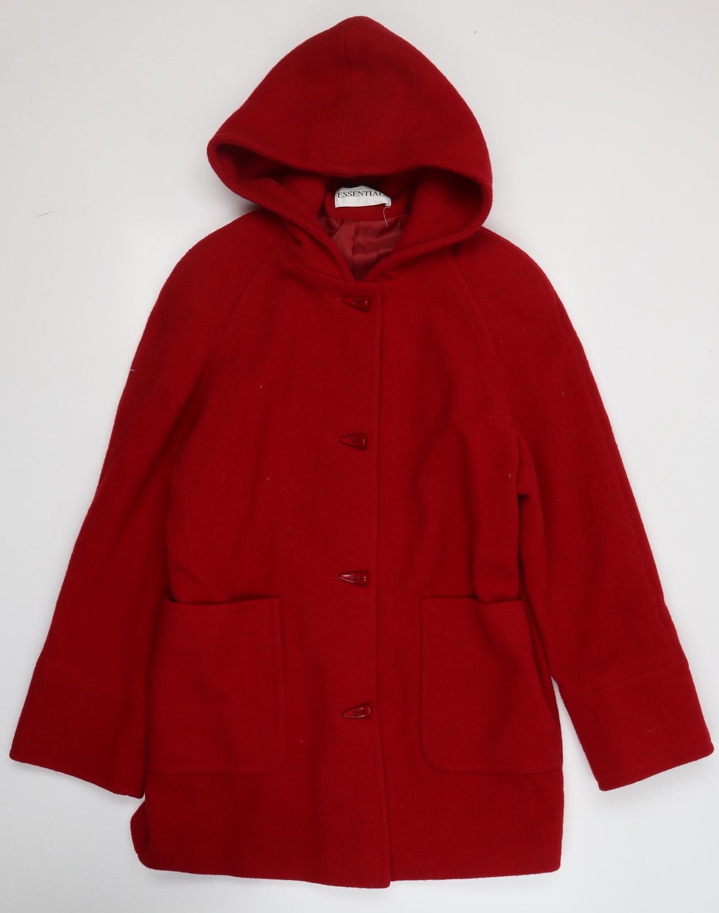 Essentials Womens Red   Pea Coat Coat Size 14  Button