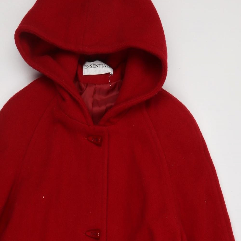 Essentials Womens Red   Pea Coat Coat Size 14  Button
