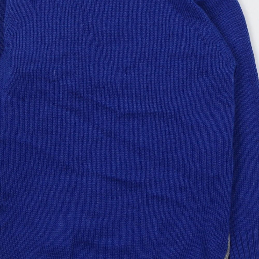 F&F Boys Blue Round Neck  Acrylic Pullover Jumper Size 4-5 Years  Pullover - Santa Christmas Jumper