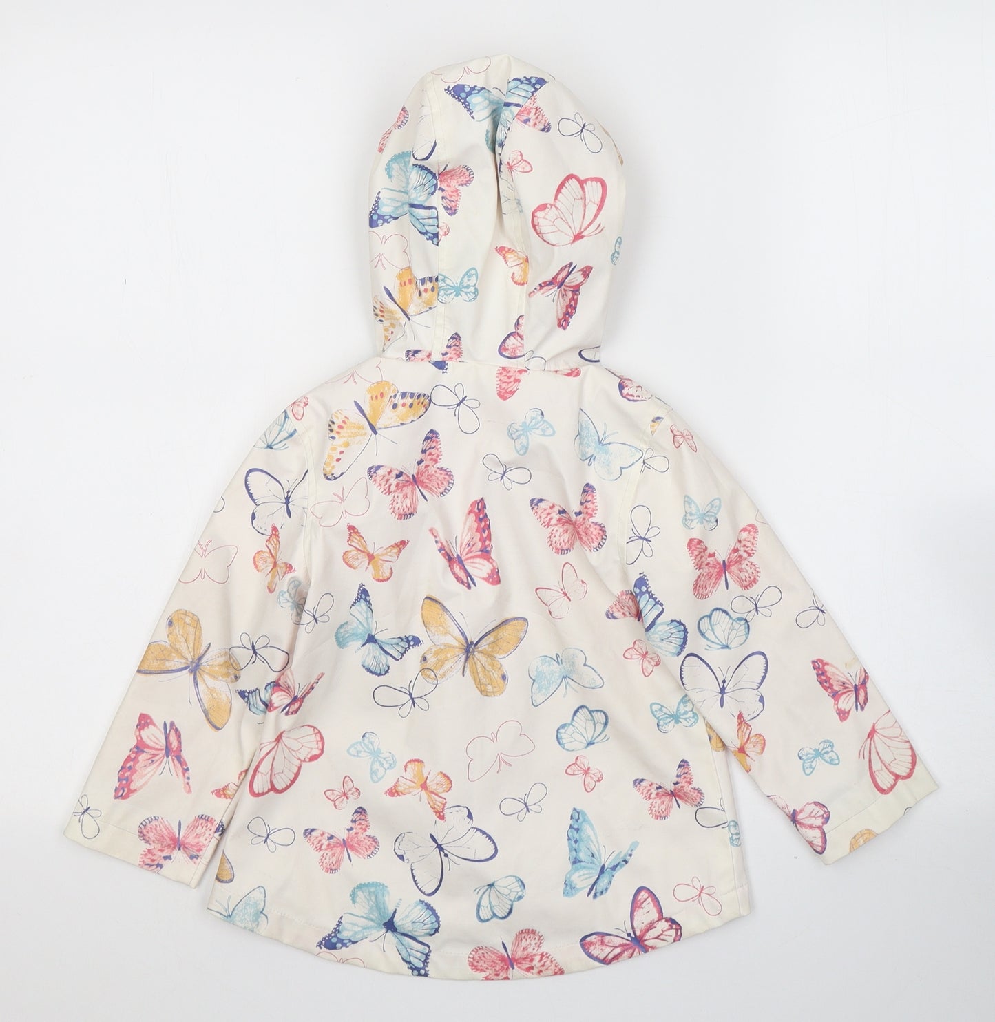 TU Girls White Geometric  Jacket Coat Size 18-24 Months   Zip - butterfly pattern