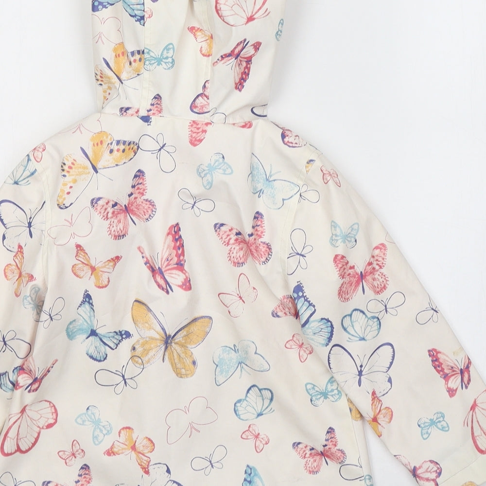 TU Girls White Geometric  Jacket Coat Size 18-24 Months   Zip - butterfly pattern