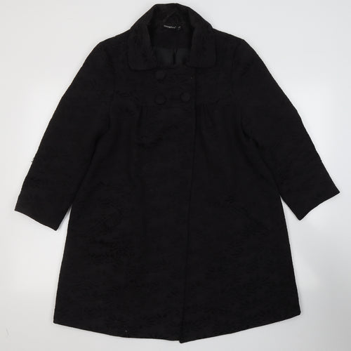 Atmosphere Womens Black Floral  Pea Coat Coat Size 12  Button