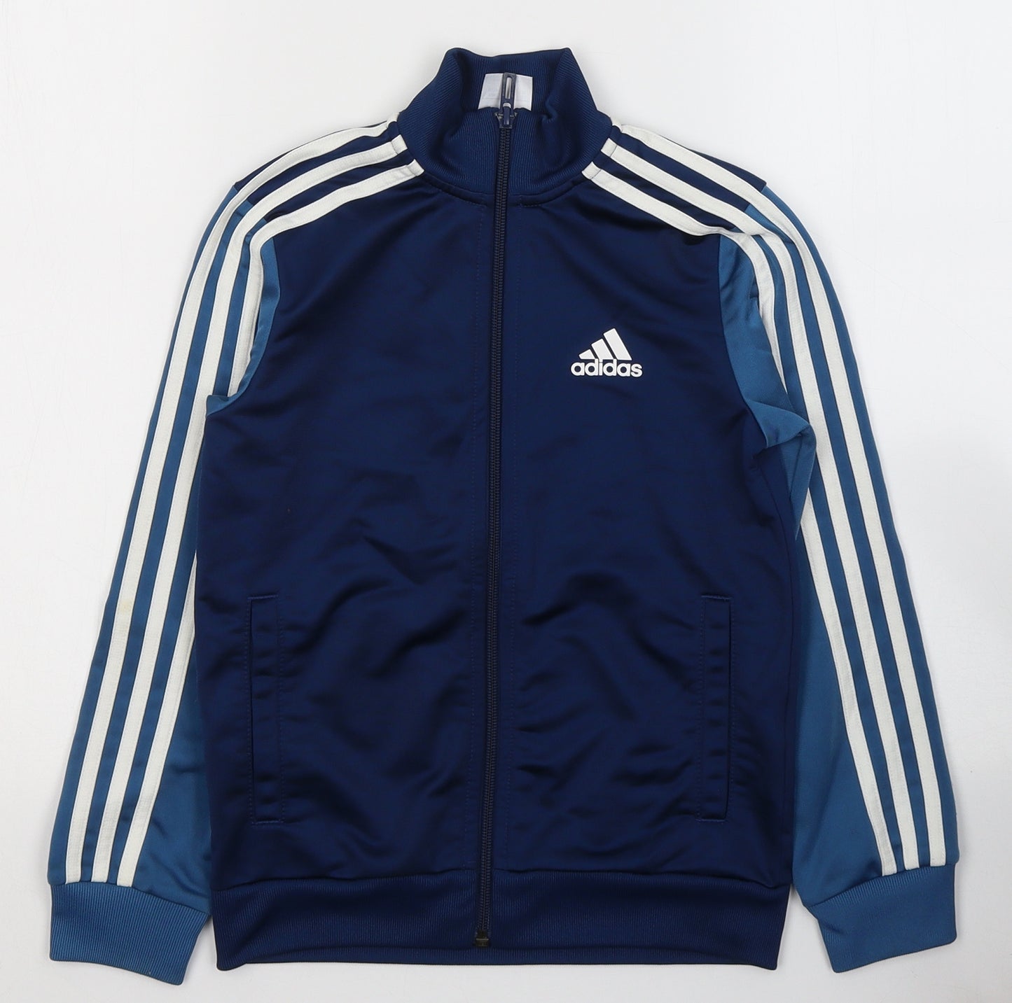 adidas Boys Blue  Polyester Full Zip Sweatshirt Size 7-8 Years  Zip