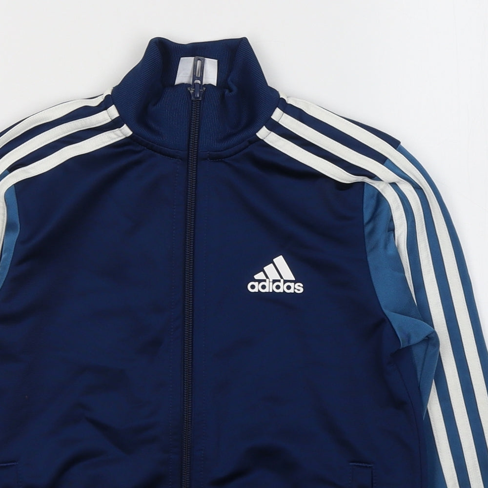 adidas Boys Blue  Polyester Full Zip Sweatshirt Size 7-8 Years  Zip