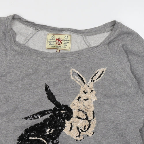 French Connection Womens Grey  Cotton Jersey T-Shirt Size M Round Neck - Bunny Rabbits
