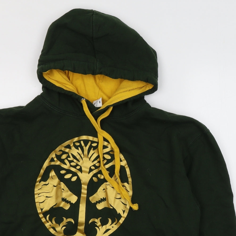 Justhoods Mens Green  Cotton Pullover Hoodie Size M   - wolves