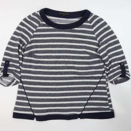 Dandara Womens Blue Striped Polyester Jersey T-Shirt Size S Round Neck