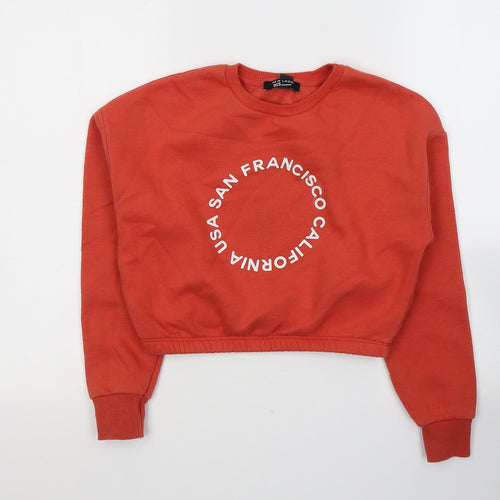 New Look Girls Orange  Cotton  Sweatshirt Size 10-11 Years  Pullover - California
