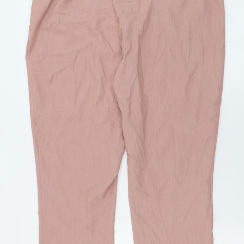 New Look Womens Pink  Polyester Trousers  Size 14 L26 in Regular Hook & Eye