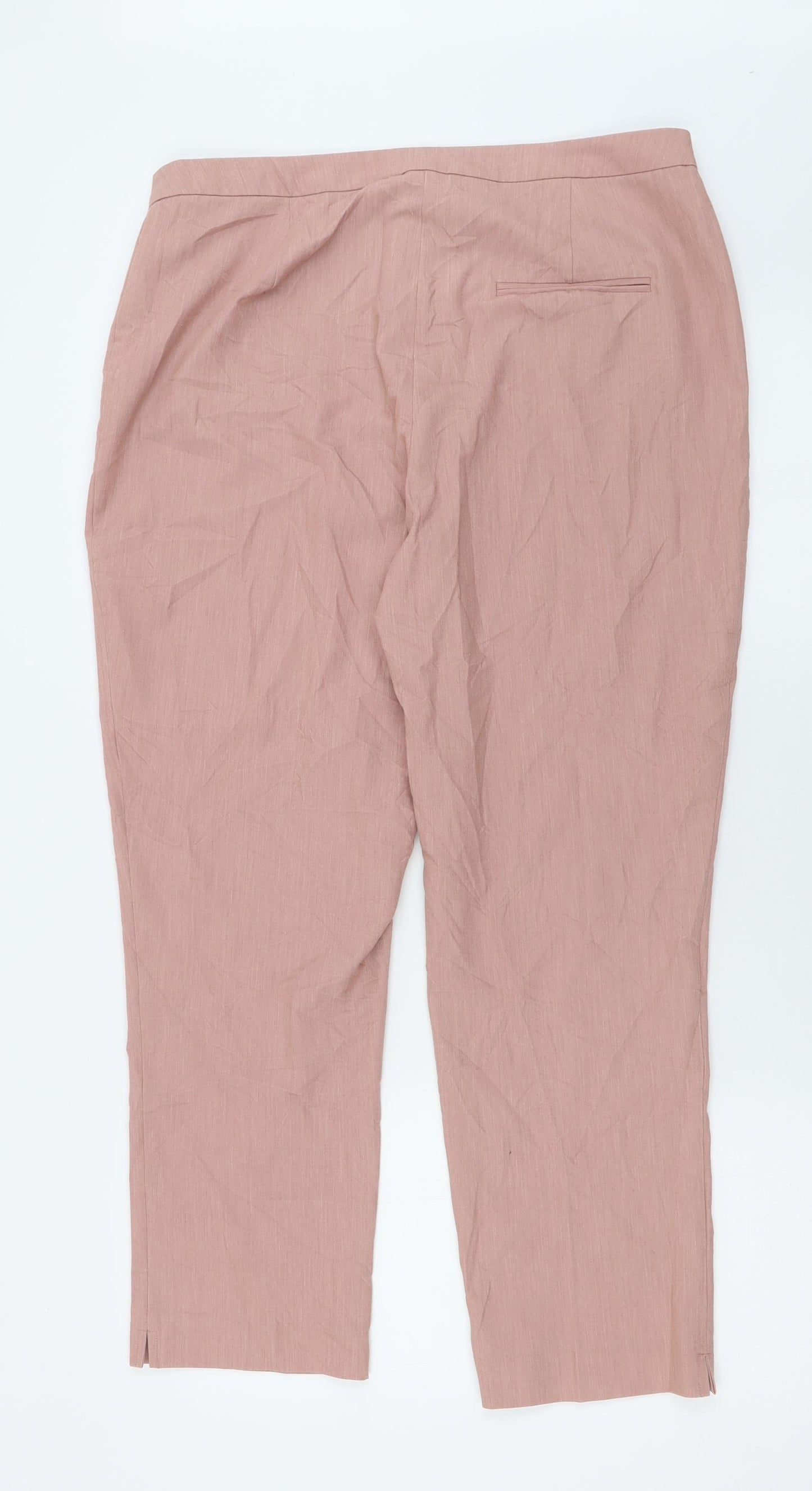 New Look Womens Pink  Polyester Trousers  Size 14 L26 in Regular Hook & Eye