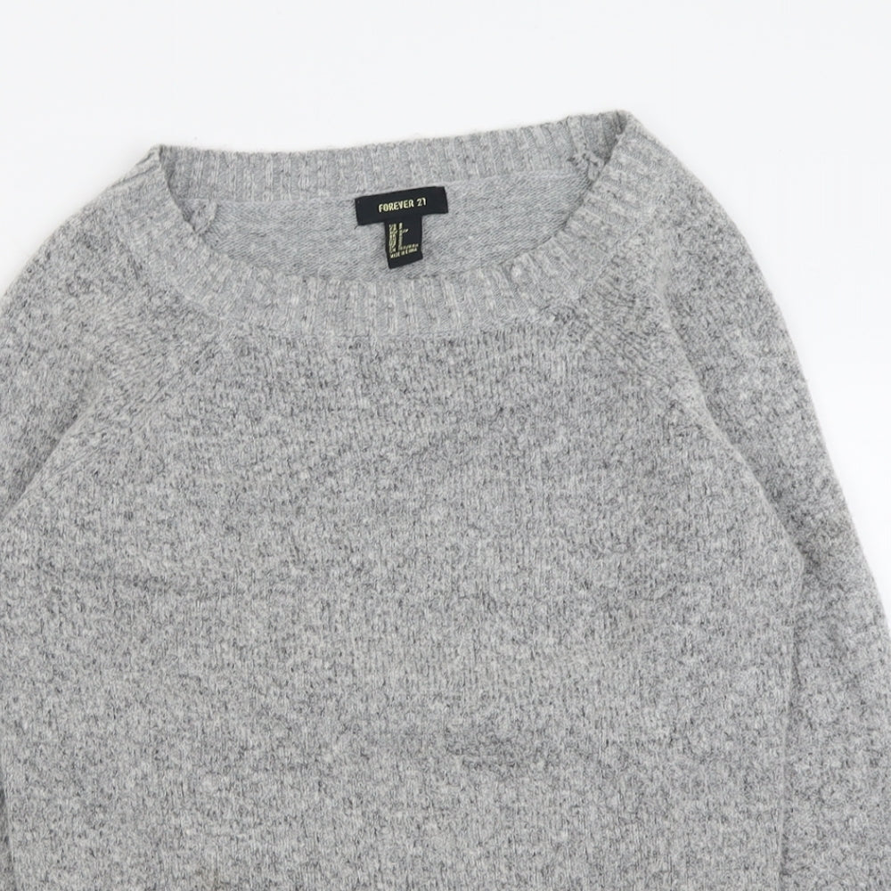 FOREVER 21 Womens Grey Crew Neck  Acrylic Pullover Jumper Size S