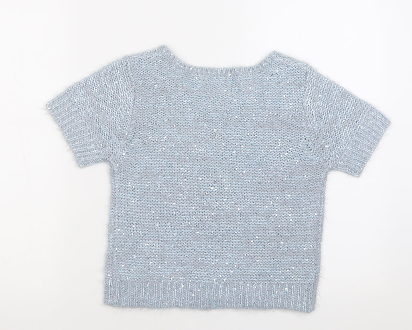 F&F Womens Blue  Acrylic Basic T-Shirt Size 8 Crew Neck