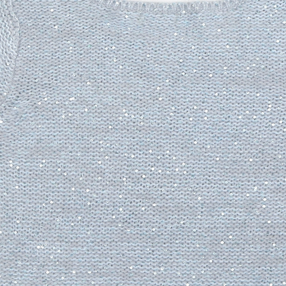 F&F Womens Blue  Acrylic Basic T-Shirt Size 8 Crew Neck