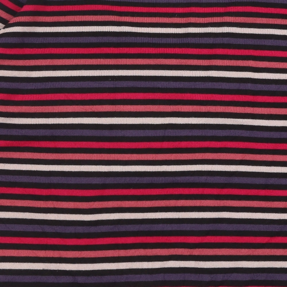 Marks and Spencer Womens Pink V-Neck Striped Acrylic Pullover Jumper Size 18