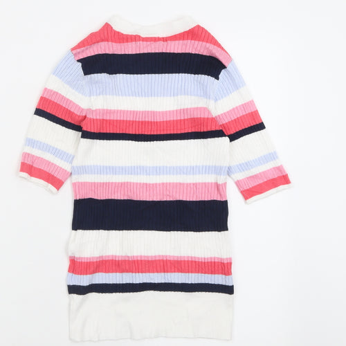 Marks and Spencer Womens Pink Crew Neck Striped Viscose Pullover Jumper Size 6