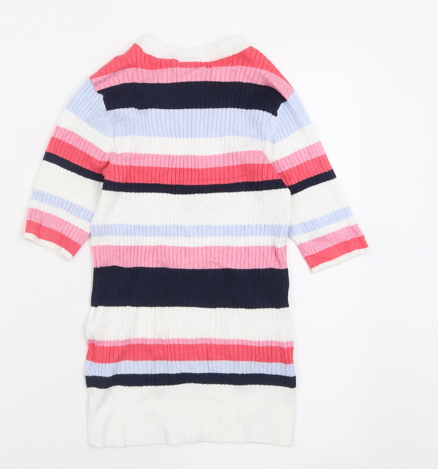 Marks and Spencer Womens Pink Crew Neck Striped Viscose Pullover Jumper Size 6