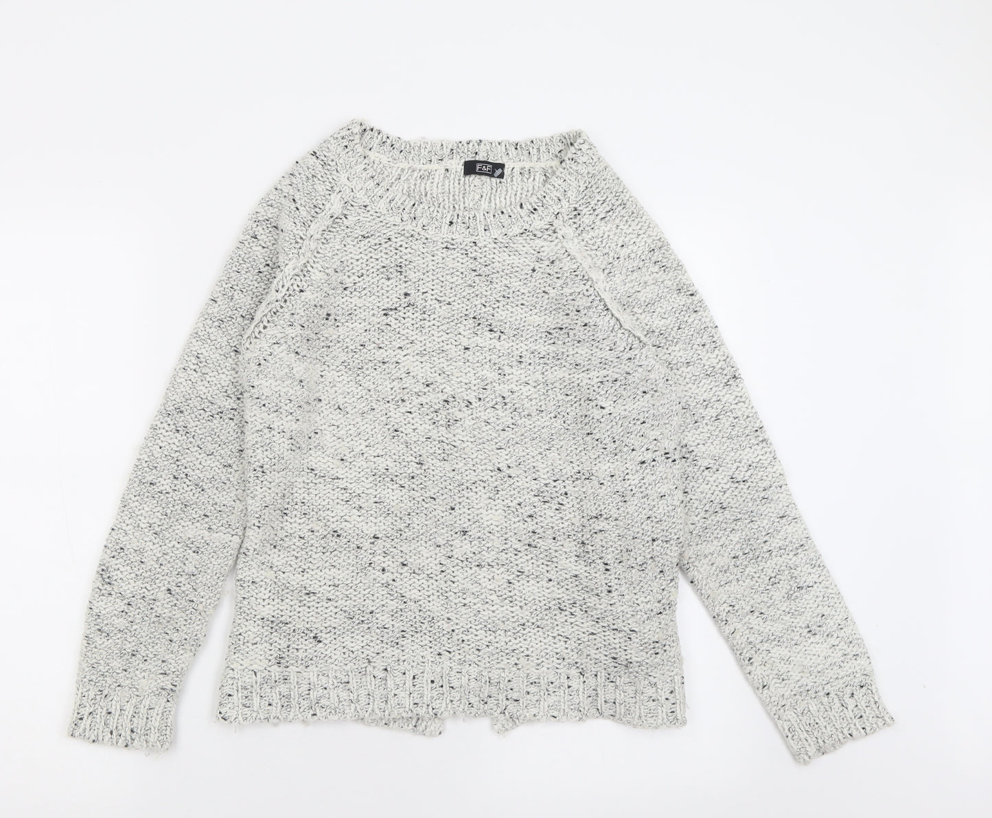 F&F Womens Grey Crew Neck  Acrylic Pullover Jumper Size 14