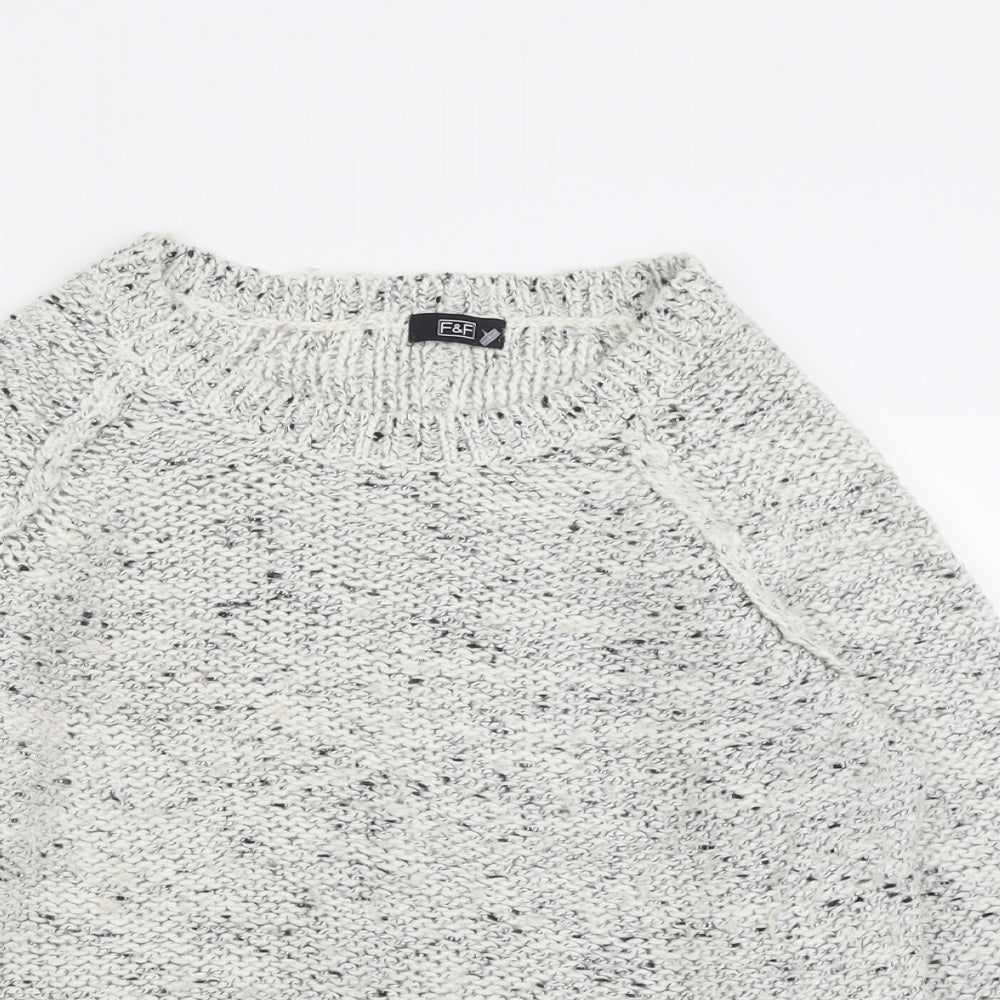 F&F Womens Grey Crew Neck  Acrylic Pullover Jumper Size 14
