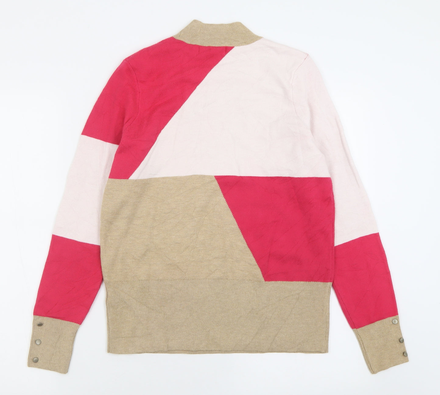 Marks and Spencer Womens Orange High Neck Geometric Viscose Pullover Jumper Size 14